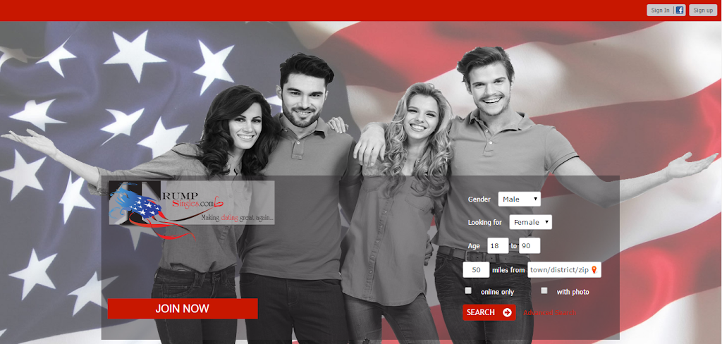 site de relacionamento para eleitores de Donald Trump: imagem do TrumpSingles.com